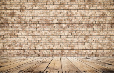 Tuğla duvarlı eski oda, eski model arka plan.