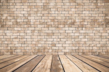 Tuğla duvarlı eski oda, eski model arka plan.