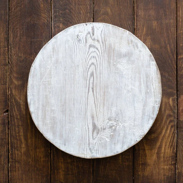 Grunge Empty Wooden Plate Old Wooden Table Background Copyspace — Stock Photo, Image