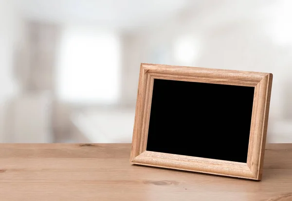 Cadre Photo Sur Table Bois Dans Chambre — Photo