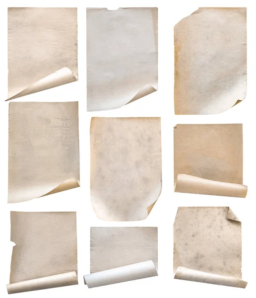 Old Papers Set Isolated White Background — Stock Photo, Image