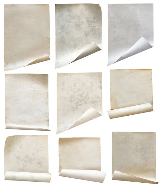 Staré Papíry Nastavit Izolované Bílém Pozadí — Stock fotografie