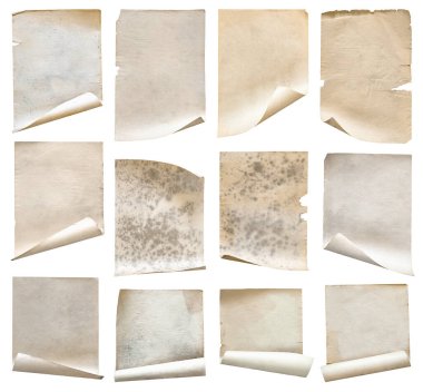 eski kağıtlar beyaz arkaplanda izole edildi