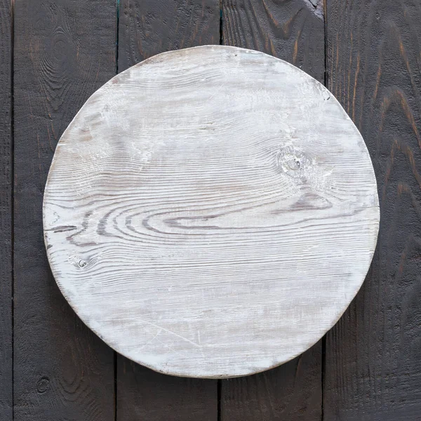 Grunge Empty Wooden Plate Old Wooden Table Background Copyspace — Stock Photo, Image