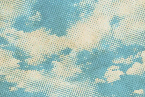 Motif Ciel Rétro Sur Vieille Texture Papier Nuages Vintage — Photo