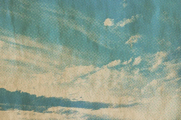 Motif Ciel Rétro Sur Vieille Texture Papier Nuages Vintage — Photo