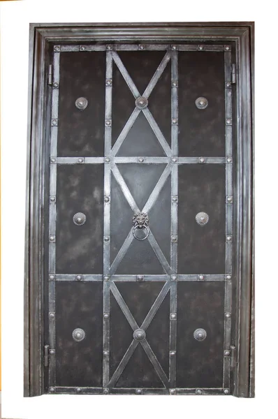 Vecchia Porta Metallo Isolato Sfondo Bianco — Foto Stock