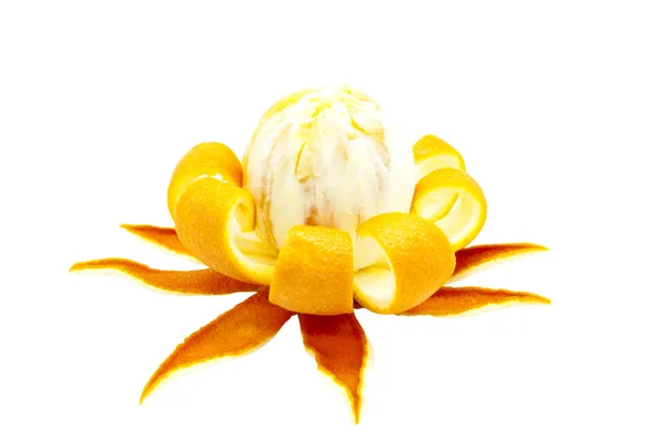 Очищений апельсин у вигляді квітки — стокове фото