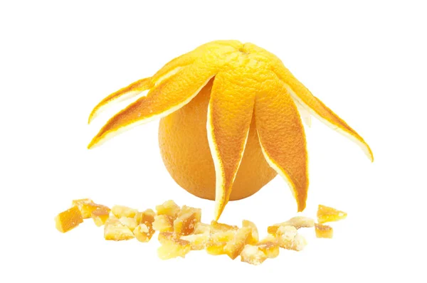 Orange mit kandierten Früchten und der getrockneten Schale — Stockfoto