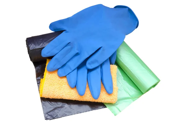 Γάντια τσάντες και μικροΐνα για τον καθαρισμό — Φωτογραφία Αρχείου