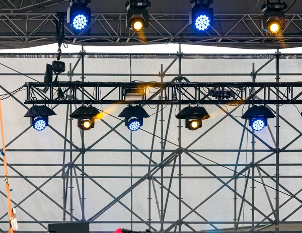 stage spotlight projectors before outdoor concert or show 