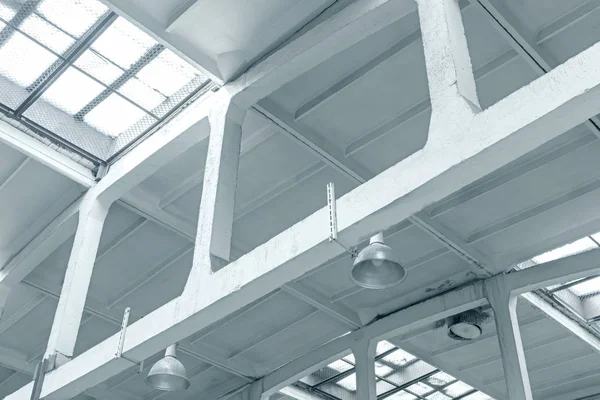 industrial roofing with trusses and top lightning inside view