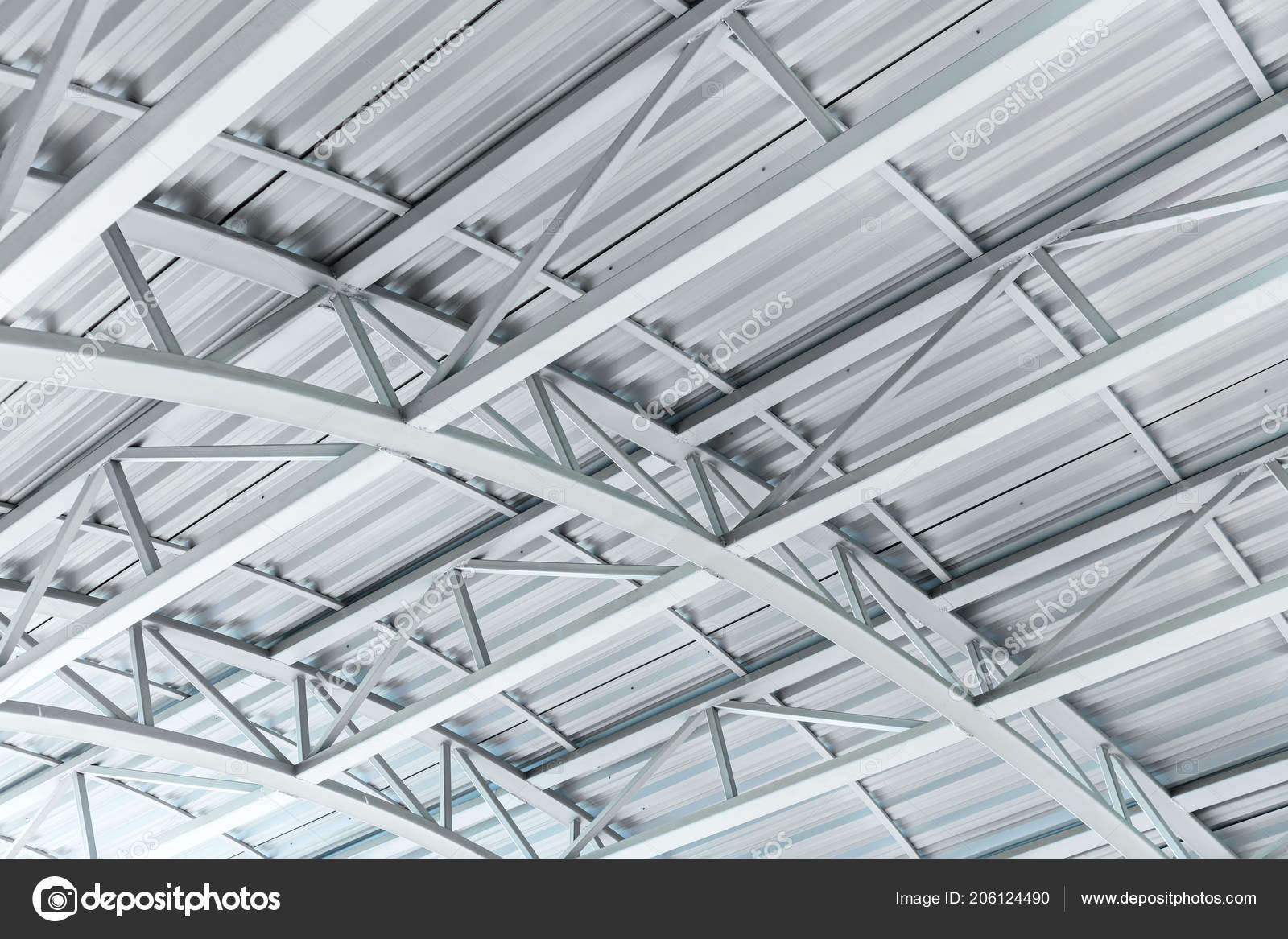 Arched Metal Sheet Roof Steel Truss Structure Stock Photo