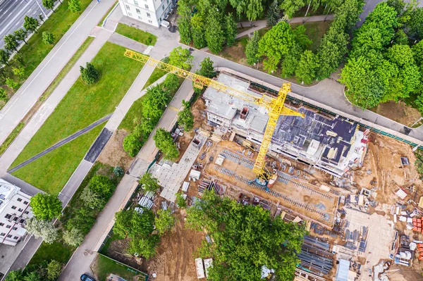 aerial image of construction site in the city. drone photography