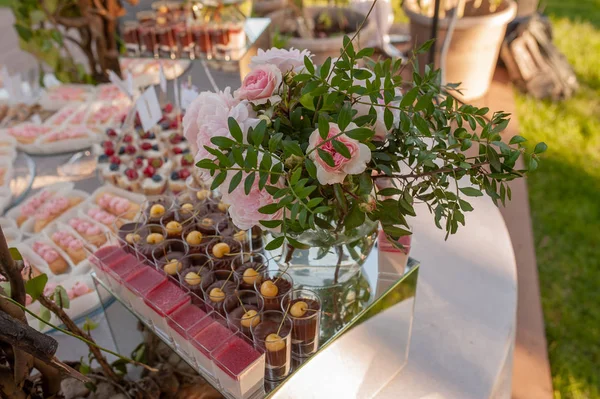 Sobremesas Bolo Doces Buffet Casamento — Fotografia de Stock