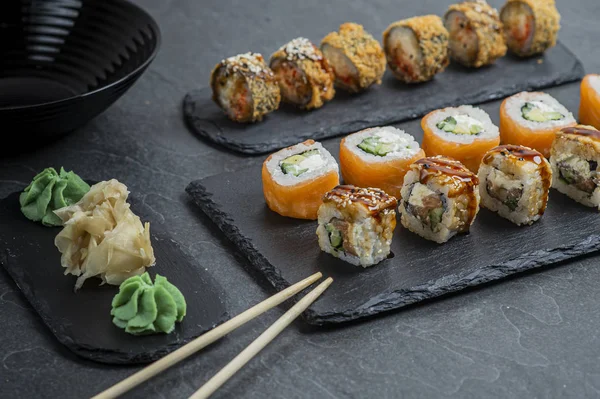 Sushi Set Japanese Food Roll Fresh Delicious Sushi — Stock Photo, Image