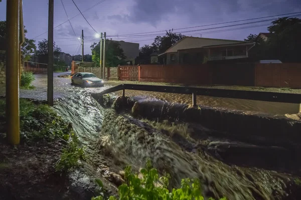 Alluvione Città Notte — Foto Stock