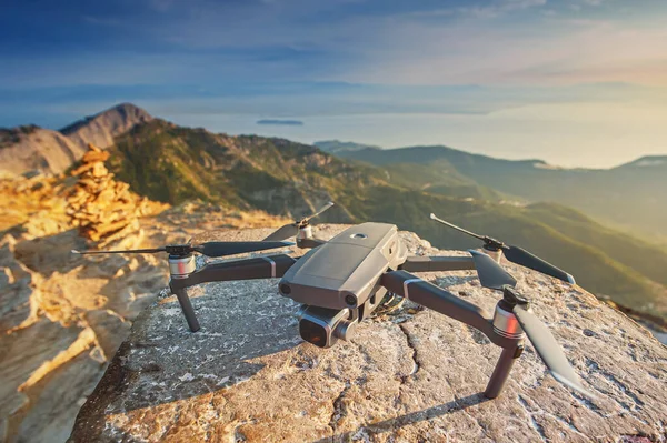 Landschap Foto Quadrocopter Drone Rechtenvrije Stockfoto's