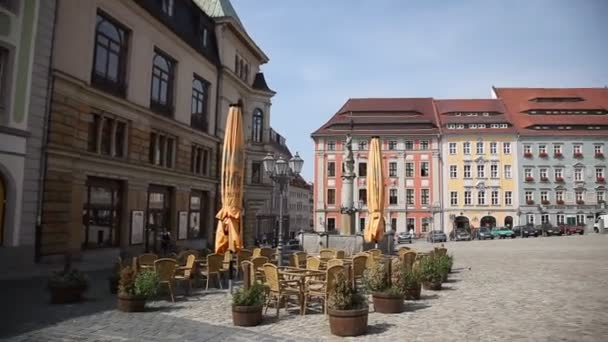 Budyšín Město Německu Zobrazit Hlavním Náměstí — Stock video
