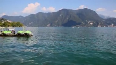 Lugano şehir. Göl kenarında Panorama görünüm.