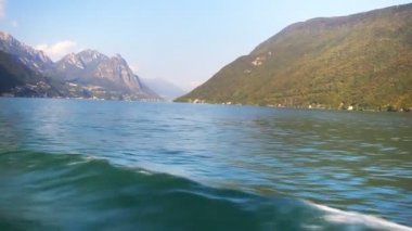 Lugano Gölü. Motorbot üzerinde seyahat.