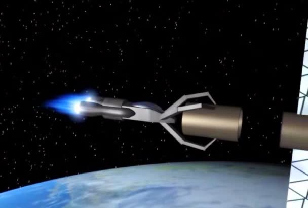 Gelecekteki Uzay Istasyonu Binası — Stok video
