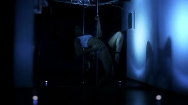 Young Pole Dance Woman Performance — Stock Video
