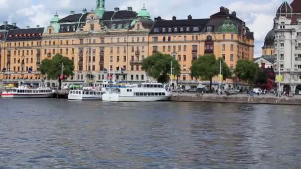 Stockholm Panorama Pohled Nábřeží — Stock video