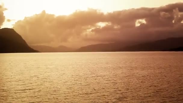 Coucher Soleil Sur Fjord Norvège — Video