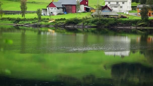 Panorama Wsi Norwegii Lecie — Wideo stockowe