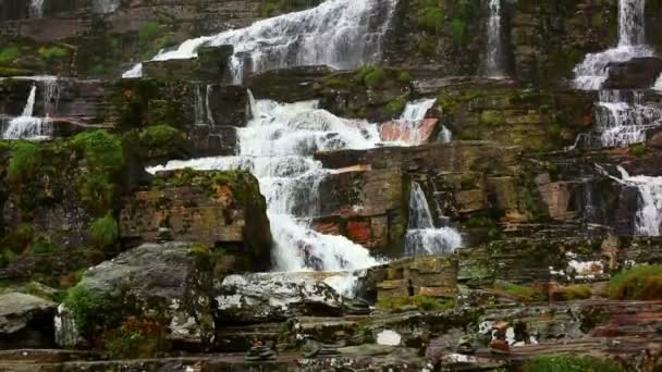 Wasserfall Norwegen Sommer — Stockvideo