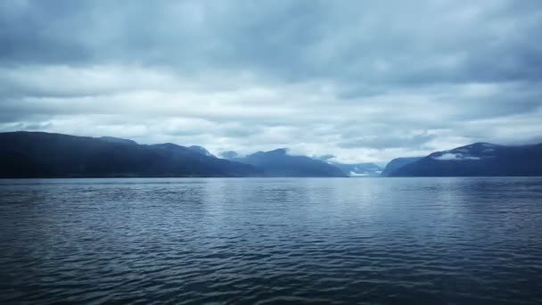 Crepúsculo Sobre Fiordo Noruega — Vídeo de stock