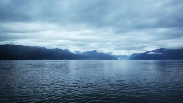 Soumrak Nad Norsko Fjord — Stock video