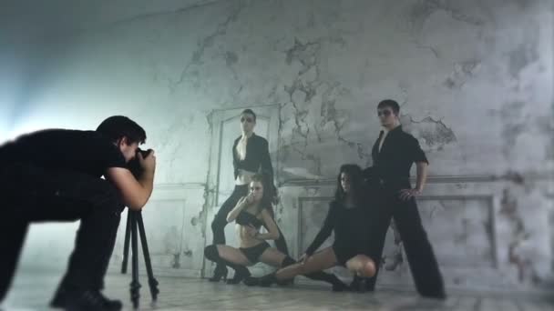 Nos Bastidores Sessão Fotográfica Efeito Movimento Rápido — Vídeo de Stock