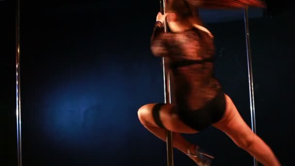 Young Pole Dance Woman — Stock Video