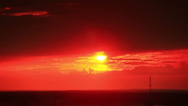 Coucher Soleil Rouge Mouvement Rapide — Video