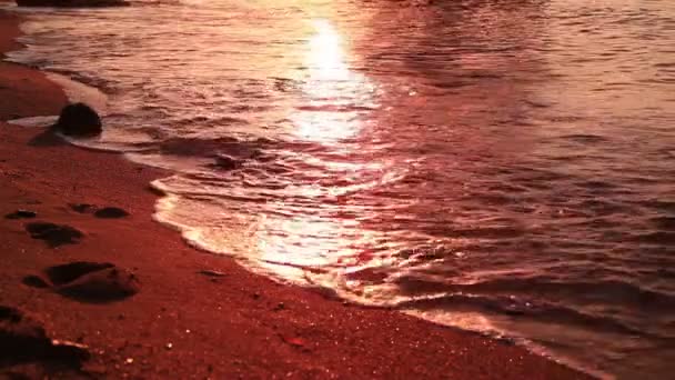 Sahil Gündoğumu Dalgaları Ile — Stok video