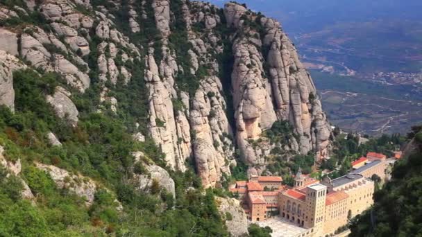 Βουνό Montserrat Και Αβαείο — Αρχείο Βίντεο