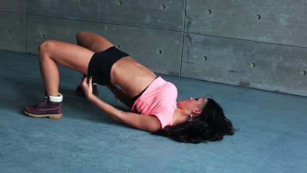 Sexy Woman Sports Exercises — Stock Video
