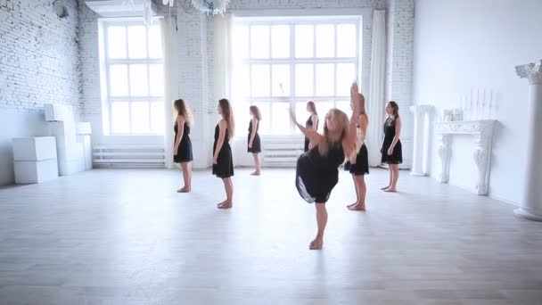 Ομάδα Νεαρών Γυναικών Που Χορεύουν — Αρχείο Βίντεο