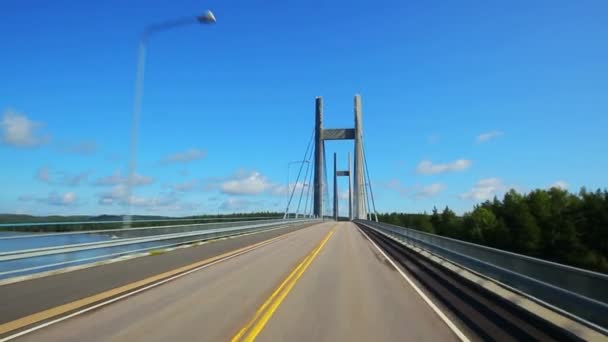 Weg Reizen Brug Finland — Stockvideo