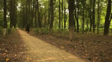 Genç bayan parkta koşuyor..