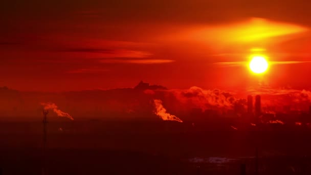 Città Tramonto Vibrazione Aria Fredda Invernale — Video Stock