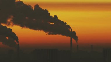 Boru siluet kırmızı günbatımı arka plan