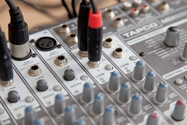 Audio Studio Sound Mixing Equalizer Ausrüstung Board Regler Nahaufnahme — Stockfoto