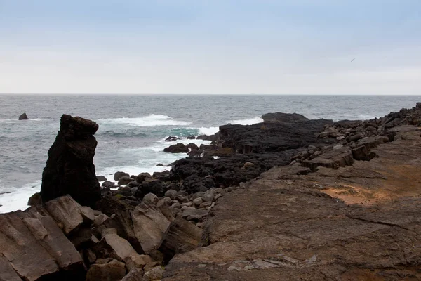 Ijsland Reykjanes Schiereiland Rotsachtig Vulkanisch Zwavel Stenen Wal Kust Lijn — Stockfoto