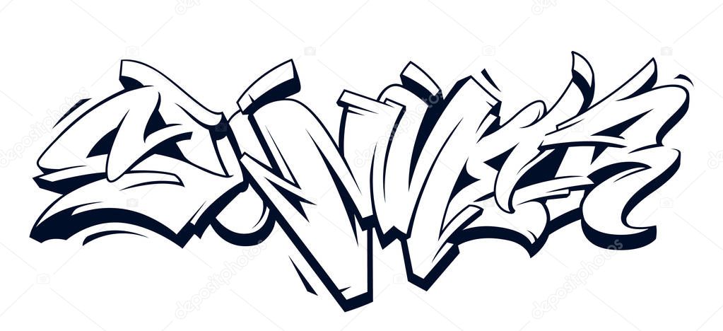 Summer Graffiti Vector Original Lettering. Summer word written in graffiti wild style monochrome vector illustration isolated on white.