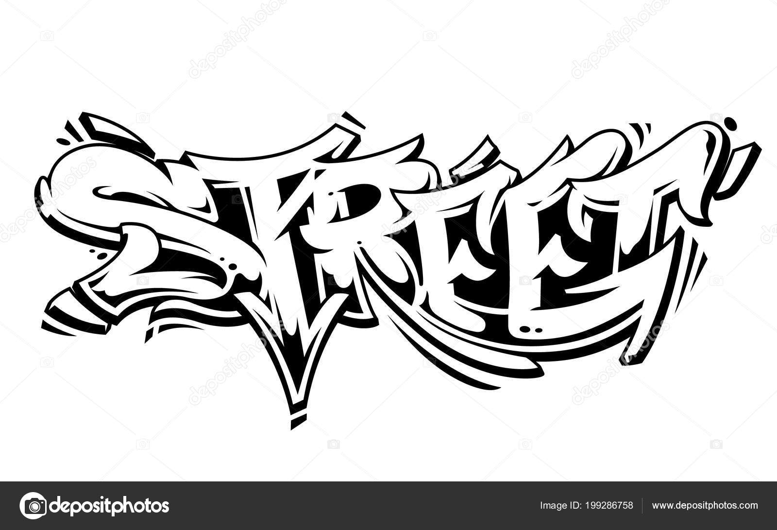 Street Graffiti Vector Lettering Isolated White Wild Style Graffiti Monochrome Stock Vector C Vecster 199286758