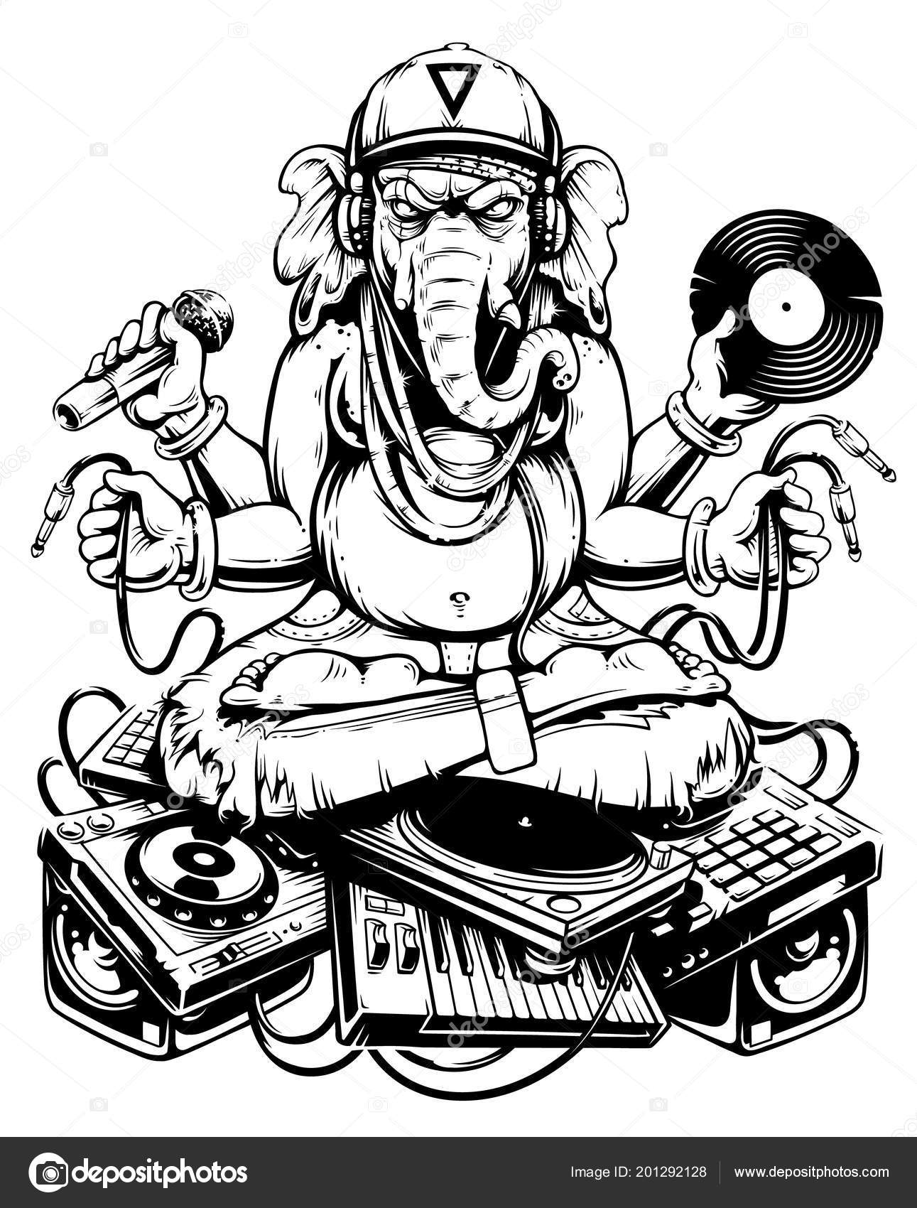 ganesh dj line art ganesh dj line art