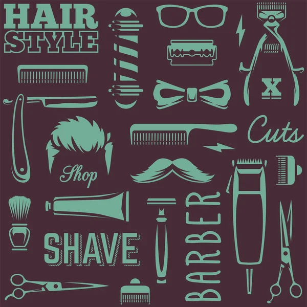 Herramientas Peluquería Textura Sin Costura Herramientas Barbero Blanco Sobre Fondo — Vector de stock